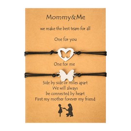 Mommy and Me Bracelet for Mother Daughter christmas Birthday Gifts for Women Girls 2 Pcs Matching Butterfly Bracelets for Mom Mama Gift from Daughter First My Mother Forever My Friend Bracelet