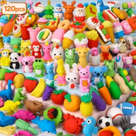 Moosia 120 Pack Animal Pencil Erasers for Kids, 3D Mini Puzzle Take Apart Erasers, Desk Pets & Treasure Box Toys, Bulk Party Favors, Classroom Prizes, School Supplies, Gift for Boys & Girls