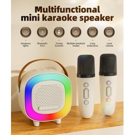 Mini Karaoke Machine Speaker for Kids Adults, Portable Bluetooth with 1 or 2 Wireless Microphones, Children's Day Birthday Gift Ideas for Toys for Teens Boys and Girls Aged 4, 5, 6, 7, 8, 9, 10, 12+