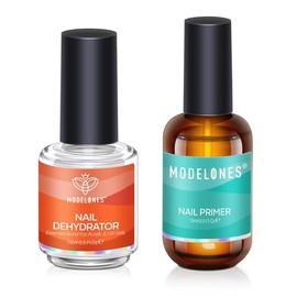 Modelones 15 ml Deshidratador y base de uñas, kit de imprimación de preparación natural sin ácidos, deshidratador y base adhesiva, suministros de uñas