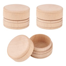 FINGERINSPIRE Pack of 3 Mini Round Wooden Box 51 x 36 mm Small Wooden Ring Box BurlyWood Ring Earring Jewellery Box for DIY Names Date Wooden Storage Container Case for Storage of Marriage Proposals