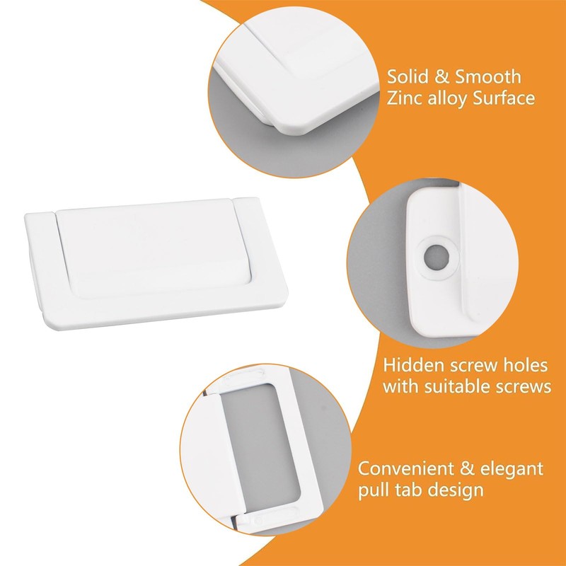 MOROBOR 4 Pack White Flush Hidden Pull Handles, Zinc Alloy