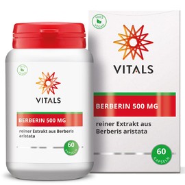 Vitals - Berberine 500 mg high dose 60 capsules vegan. Extract from the roots of Berberis aristata, also known as Indian barberry or tree turmeric.