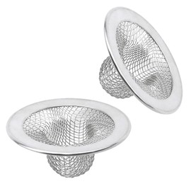 Antrader Kitchen Sink Strainer, 2Pcs Stainless Steel 2-Inch Diameter Mesh Round Filter Bathroom Bathtub Wash Basin Garbage Disposal Basket Filter