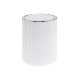 bremermann Gavello Mini Cosmetic Bin with Swing Lid / Bathroom Bin with Groove Decoration, Plastic, 1.5 Litres (White)