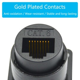 Riertostng 2Pcs RJ45 Panel Mount Connector,D-Type RJ45 Cat6 Female to Female Through Socket with Install Screw, RJ45 Network Ethernet Extension Coupler Adapter