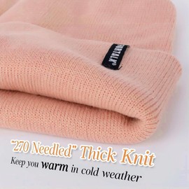 FURTALK Beanie Hat for Men Women Winter Hats for Women Men Soft Warm Unisex Cuffed Beanie Knitted Skull Cap Light Pink