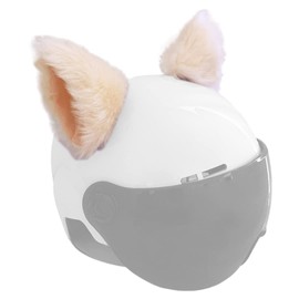 Cat Ears for Helmet Plush Ears Adhesive Helmet Accessory for Bicycle Motorcycle Smooth Surfaces Helmets Decor Khaki