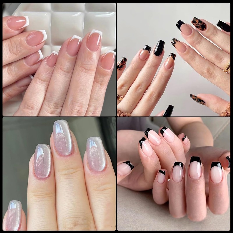 600 Piezas Uñas Postizas Transparentes, Tips Almendra Cortas 12 Tamaños