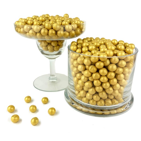 Color It Candy Shimmer Gold Sixlets 2 Lb Bag - Perfect For Table Centerpieces, Weddings, Birthdays, Candy Buffets, & Party Favors.