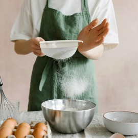 Plastic Fine Mesh Strainer Set of 3，Double Ear Food Filter Strainer with Handle Mesh Strainer Flour Sifter for Kitchen Baking (White, Pack of One)