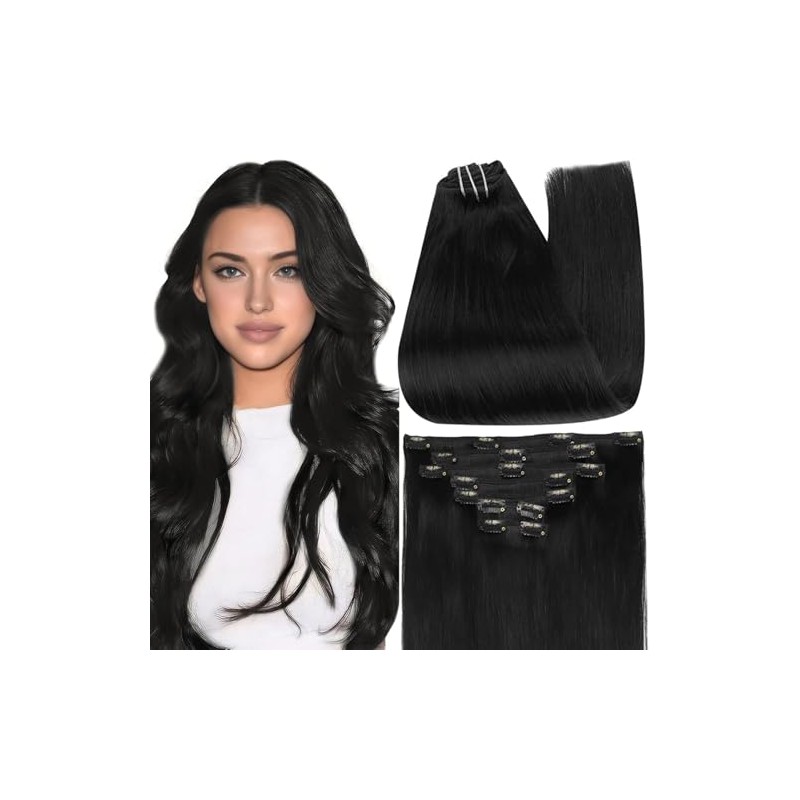 Full Shine Extensiones de Cabello con Clip Rubio y Negro