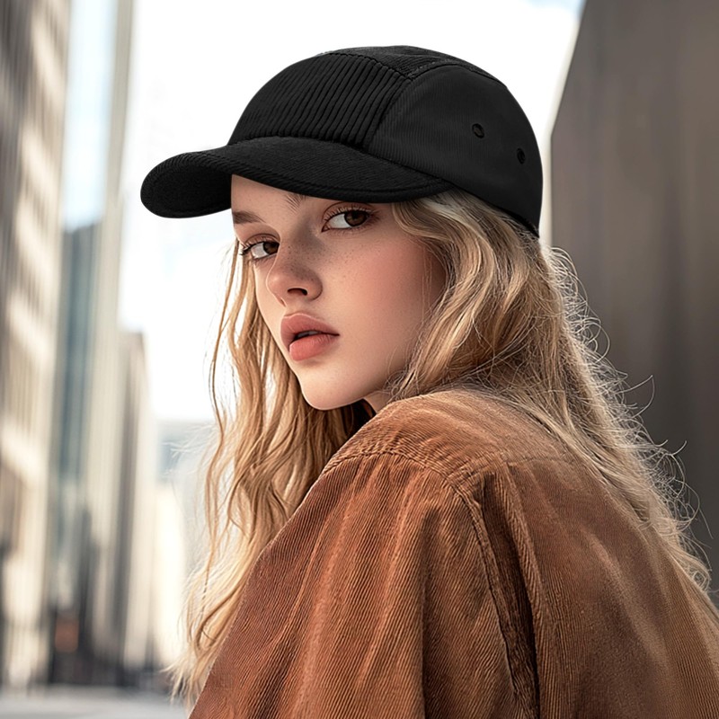 CLAPE Basic Cord Baseball Cap Men Women 5 Panel Cap