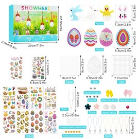 Ironing Beads Plates Easter, with 10 Colours Ironing Beads, 10 Easter Tattoo Stickers, Ironing Beads Templates, Ironing Beads Set, Easter Party Bags for Children, Children's Crafts for Easter