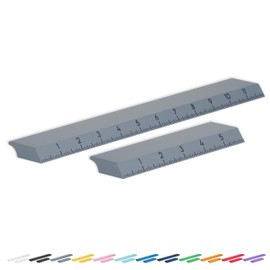Glassboard Studio Ruler Set - 6 inch & 12 inch with Strong Neodymium Magnets - Perfect for Crafting, Magnetic Glass Craft Mats, White Boards, Lockers - Hands-Free Sewing & Quilting (Steel Gray)