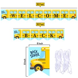 JarThenaAMCS Back to School Banner School Bus Welcome Back Sign Colorful Bulletin Board Decor Bright Party Flag Hanging Banner First Day of School Bunting Garland for Classroom Teacher Office Supplies