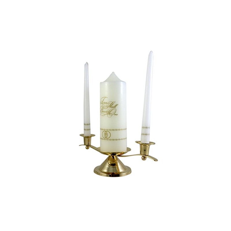 Gold Toned Unity Candle Holder for Wedding Ceremony, 12 Inch