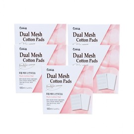 Dual Mesh Pure Cotton Pads (100 Sheets) - 5 Pack Set Makeup