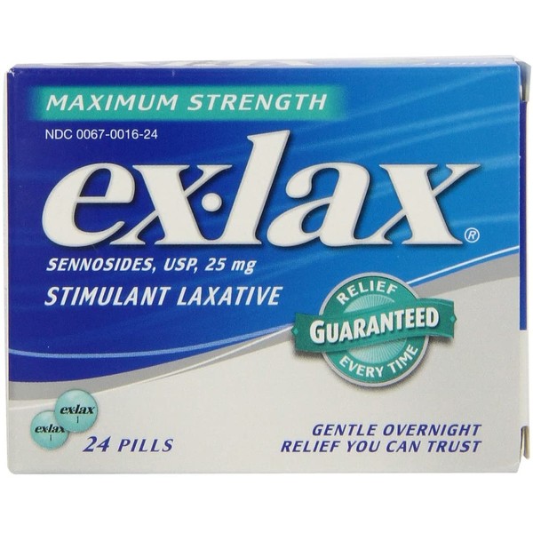 ex-lax Maximum Strength Stimulant Laxative Constipation Relief Pills for Occasional Constipation, Gentle Laxatives - 24 Count