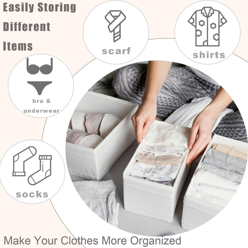 Mooisco 12 Packs Foldable Drawer Organizer Clothes, Closet Storage for
