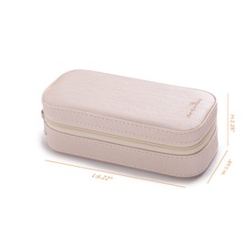 BONNY DODO Small Travel Jewelry Organizers Box for women with PU Leather Portable Mini Jewelry Case with compartments for Necklace Rings Earrings,Luxury Giftable boxes. (Pearl White, S)