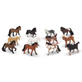 Melissa & Doug Pasture Pals - 12 Collectible Horses with Wooden Barn-Shaped Crate (E-Commerce Packaging)