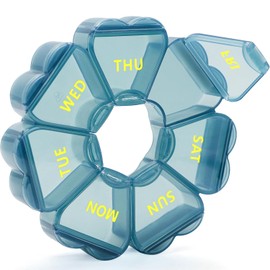 Pastillero Semanal - Bonito Pastillero para 7 Días, Pastillero Grande para Viajes, Dispensador de Pastillas para una Toma Diaria de Medicamentos, Suplementos o Aceite de Pescado (azul)