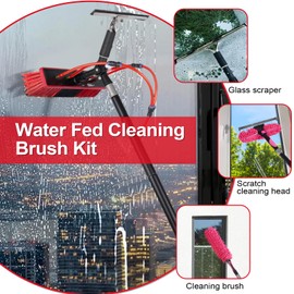 Water Fed Pole Kit Adjustable Solar Panel Cleaning Kit Cleaner Tool for Window Glass Roof Outdoor Glass Brush Window Washing Equipment (20FT)