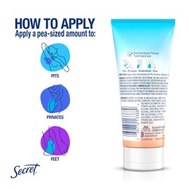 Secret Whole Body Deodorant Cream for Women – Peach & Vanilla Blossom Scent | Aluminum-Free, Gentle Formula for Underarms, Underboobs, Thighs & Private Areas | Up to 72-Hour Odor Protection | 3.0 oz