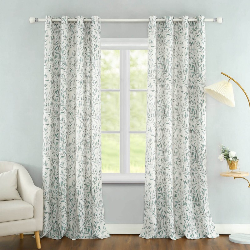 VOGOL Natural Grommet Curtains for Kitchen, 63 Inches Long Vivid