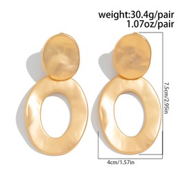 ROSASUENO Chunky Golden Layered Statement Dangle Drop Earrings Exaggerated Geometric Elliptical Circle Earrings (Gold)