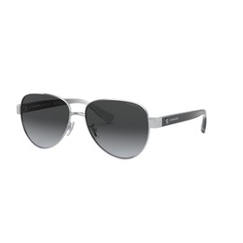 Coach Women's Hc7111 Sunglasses, Silver/Dark Grey Gradient Polarized, 57 mm