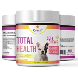 Total Health Dog Chews 12-in-1, Hip and Joint Supplement with Glucosamine Chondroitin for Dogs, Dog Multivitamin Treats with Omega 3 Salmon Oil and Vitamins for Skin and Coat Support, 60 Soft Chews