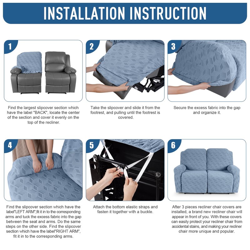TAOCOCO Recliner Loveseat Cover, Stretch Jacquard Reclining Loveseat Cover Furniture