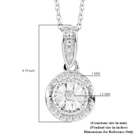 Femme Luxe 0.10 carats Diamond Pendant Necklace For Women, 925 Sterling Silver, Dainty Jewelry, 18 inch cable chain, Gifts for Women