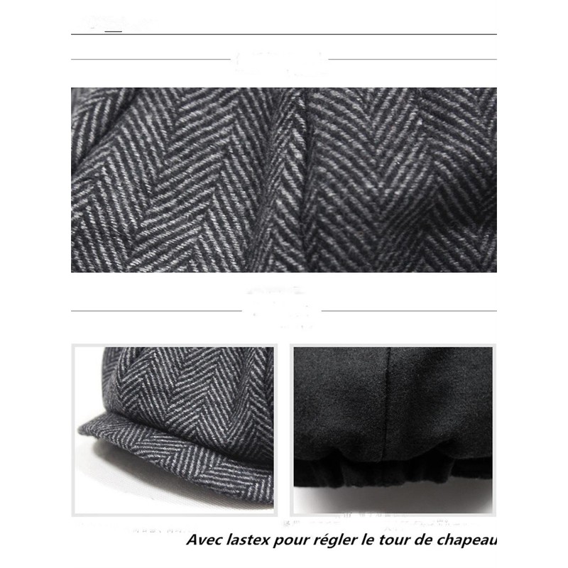Men's Vintage Newsboy Herringbone Cap British Style Hat Winter Hat
