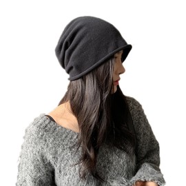 YiyiLai Knit Hat, Small Facial Effect, Large Size, Unisex, Basic Hat, Wool Hat, Autumn & Winter, Ribbed Knit Cap, Cold Protection, Commuting to Work, Black