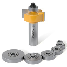 XDENGP Rabbet Router Bit Set 1/2 Shank, Rabbeting Router Bits 1pcs with 6 Bearings for Interchangeable and Adjustable Multi Depths Cutter 1/8", 1/4", 5/16", 3/8", 7/16", 1/2"