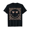 Retro Happy Face Checkered Pattern Smile Face Trendy T-Shirt