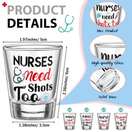 FoldTier 24 Pieces Nurse Shot Glasses Bulk 1.8 Oz Funny Nursing Wine Glasses Nurse Need Shots Too Glasses Nurse Gifts Ideas Set for Women Men Nurse's Day Birthday Graduation Christmas Gifts