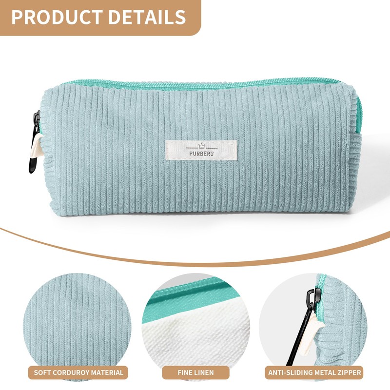 Purbert Pencil Bag Pen Case, Soft Corduroy Small Pencil Pouch