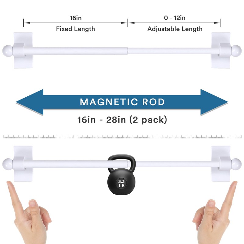 H.VERSAILTEX H.VERSAILTEX 2 PACK Magnetic Curtain Rods for Metal Doors