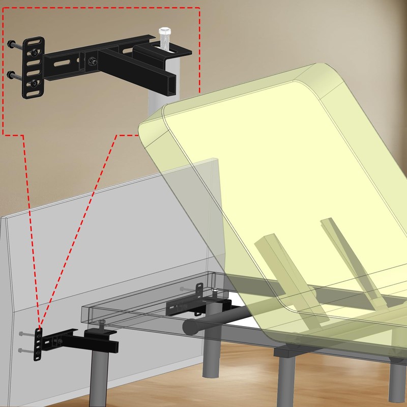 2 Pack Headboard Bracket Kit for Metal Bed Frame, Adjustable