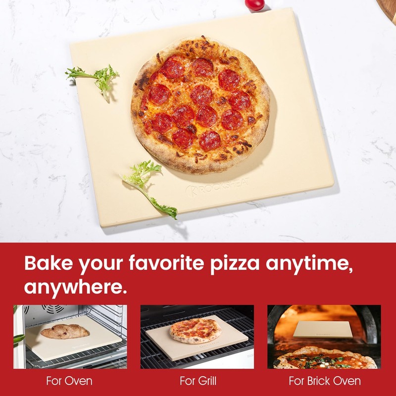 ROCKSHEAT Pizza Stone, Cordierite Pizza Pan for Oven Grill and