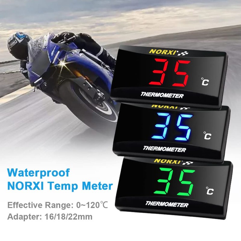 Motorcycle Water Temp Gauge Celsius Display 0~120C Over-Temperature Alert, Universal
