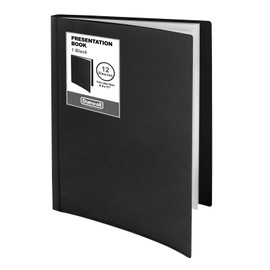 Dunwell Presentation Binder 12-Pocket, Displays 24 Pages, 8.5x11 Portfolio Binder with Plastic Sleeves, Storage and Organizer for Documents, Certificates, Projects, Photos (Black)