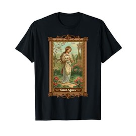 St Agnes of Rome Prayer Card Vintage Catholic Art Saints T-Shirt