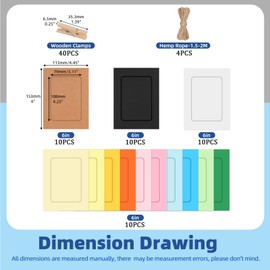 Glarks 84pcs 6 Inch Colored Cardboard Picture Frames, DIY Photo Hanging Display with Clips and Strings for Home School Party Office Wall Decor