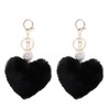 Unpafcxddyig 2PCS Pom Poms Keychains Fluffy Heart Pearl Rhinestone Keyring