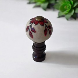 Blessing Light Set of 2 Gorgeous Floral Porcelain Lamp shade finials. Harp Toppers - Brass